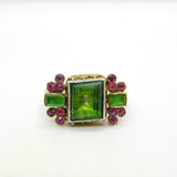 18th Century 18ct Gold, Green Paste, Ruby Mourning Ring Antique c1790