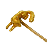 Victorian Boxed 20ct Yellow Gold Sitting Fox Stick Pin Antique c1880s
