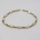 Sterling Silver & Inlaid Mother of Pearl Panel Bracelet Vintage c1970s