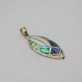 Sterling Silver Shell Set Ellipse Shape Charm Pendant Vintage c1970