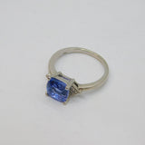 Sterling Silver Tanzanite Solitaire Dress Ring Vintage c1990 Size P 1/2