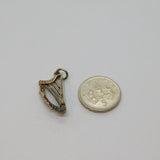 Sterling Silver Patterned Harp Or Lyre Charm Pendant Vintage c1970