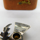 Scottish Sterling Silver Citrine Set Thistle Brooch Antique c1930 Art Deco
