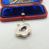 Sterling Silver & Dyed Blue Mother Of Pearl Butterfly Pendant Vintage c1970