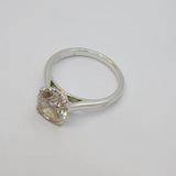 Sterling Silver Large CZ Solitaire Engagement Ring Modern c2000 Size P