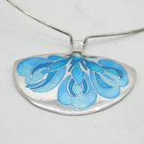 Normon Grant Scottish Sterling Silver Blue Enamel Floral Necklace Vintage 1977
