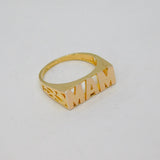 Sterling Silver Gilt 'MAM' Family Name Dress Band Ring Vintage c1970 Size I