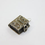 Sterling Silver Opening Bible With Heart-Shape Lock Charm Pendant Vintage c1970