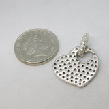 Sterling Silver Paste Set Heart Drop Charm Pendant Vintage c1970