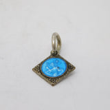 Sterling Silver Enamel St Christopher Charm Pendant Vintage c1970