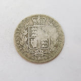Queen Victoria .925 Silver Half Crown Coin Antique 1850 Fair Drilled Condition