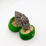 Sterling Silver 8 Garnet & Marcasite Set Statement Ring Modern c1990 Size N