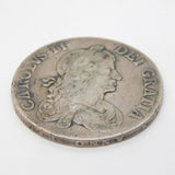 King Charles II Silver 2nd Bust Crown Coin Antique 1664 Fair-Fine Condition