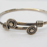 Studio Style Sterling Silver Button Pattern Bangle Bracelet Vintage c1960s