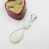 Sterling Silver Opaline Teardrop Drop Charm Pendant Vintage c1970