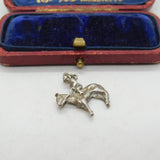 Sterling Silver Jockey on Horseback Charm Pendant Vintage c1970