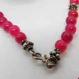 Sterling Silver & Beaded Red Hardstone Dress Necklace Vintage c1980