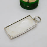 Large Sterling Silver Cowrie Shell Set Drop Pendant Vintage c1970