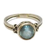 Sterling Silver Round Blue Topaz Studio Style Dress Ring Vintage c1970 Size Q