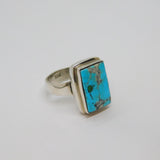 Sterling Silver Natural Turquoise Studio Style Ring Vintage c1990 Size N 1/2