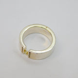 Sterling Silver Citrine & Spinel Chunky Band Dress Ring Vintage c1990 Size V 1/2
