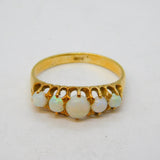 Victorian 18ct Yellow Gold Graduating Opal Dress Ring Antique c1880s