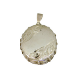 Sterling Silver Floral Pattern Oval Double Locket Pendant Vintage c1990