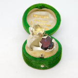 Studio Jewellery Sterling Silver, Citrine & Garnet Floral Crossover Ring Vintage