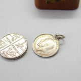 WW1 Sterling Silver Threepence Coin Charm Pendant Antique 1916