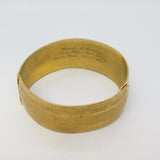 American 20th Century Gilt Metal Bangle Bracelet New York Engraving Antique