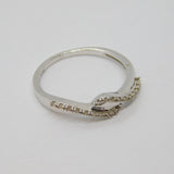 Sterling Silver Diamond Twist Band Dress Ring Vintage c1970 Size R 1/2