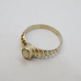 Sterling Silver Mother Of Pearl Textured Patterned Ring Vintage c1970 Size R 1/2
