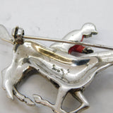 20th Century Sterling Silver, Paste & Enamel Horse Riding Brooch Antique c1930s