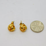 Pair of Gold On Sterling Silver Knot Ball Stud Earrings Vintage c1970
