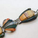 19th Century Scottish Sterling Silver & Carved Agate Panel Bracelet Antique