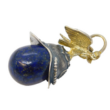 19th Century Russian Silver & Blue Enamel Chevalier Helmet Pendant Antique