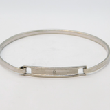 Sterling Silver Brilliant Cut Diamond Modernist Bangle Bracelet Vintage