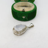 Sterling Silver Quartz Set Drop Charm Pendant Vintage c1970