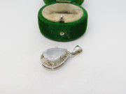 Sterling Silver Quartz Set Drop Charm Pendant Vintage c1970