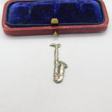 Sterling Silver Saxophone Music Instrument Charm Pendant Vintage c1970