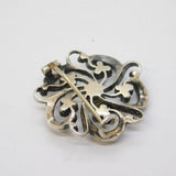 19th Century Sterling Silver Gilt & Paste Set Floral Dress Brooch Antique c1860s