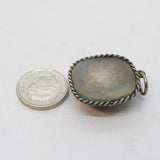 Sterling Silver Cabochon Cut Carnelian Agate Drop Charm Pendant Vintage c1970s