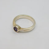 Sterling Silver Faceted Amethyst Solitaire Dress Ring Vintage c1970 Size P
