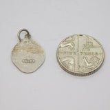Sterling Silver & Blue Enamel St Christopher Travel Charm Pendant Vintage c1970