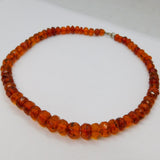 Sterling Silver Faceted Baltic Amber Beads Graduated Necklace Vintage c1970's