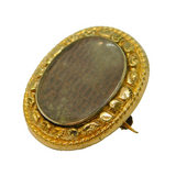 Victorian Gold Plated Floral Chased Hair Set Mourning Brooch Antique c1860