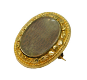 Victorian Gold Plated Floral Chased Hair Set Mourning Brooch Antique c1860