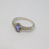 Sterling Silver Tanzanite & White Sapphire Dress Ring Vintage c1970 Size M