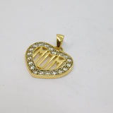 Gold On Sterling Silver CZ Set Open Heart "MUM" Charm Pendant Vintage c1970