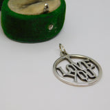 Sterling Silver I Love You Charm Pendant Vintage c1970
